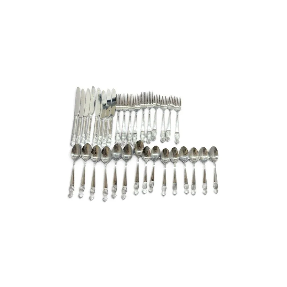 International Stainless Steel China Flatware Set Pineapple Fruit 33 Count